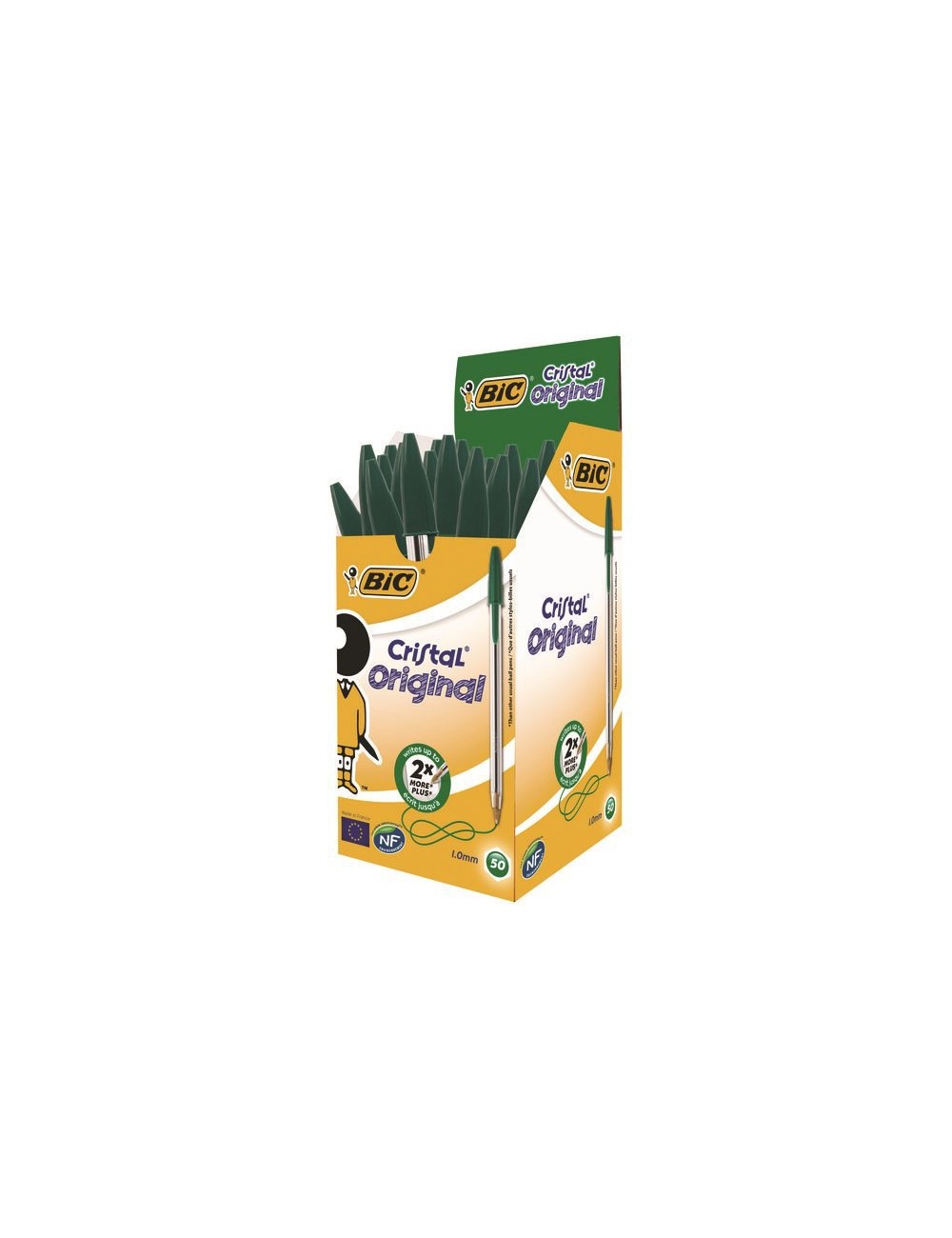 Pack de 50 stylos Bic Cristal Medium - Vert||Le Guide