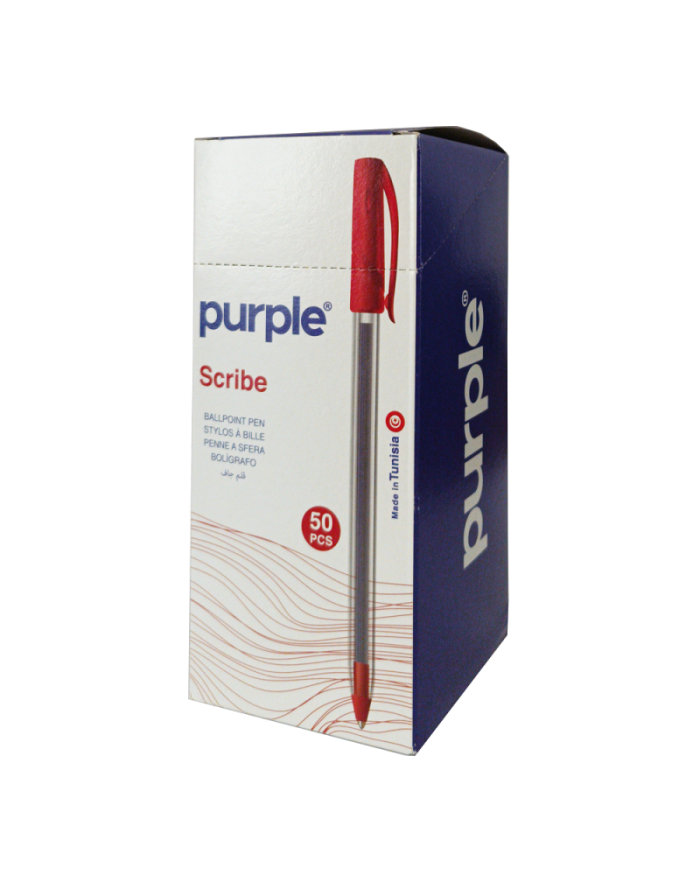 Boite de 50 Stylos à bille Scribe Purple - Rouge||Le Guide