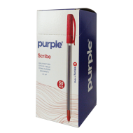 Boite de 50 Stylos à bille Scribe Purple - Rouge||Le Guide