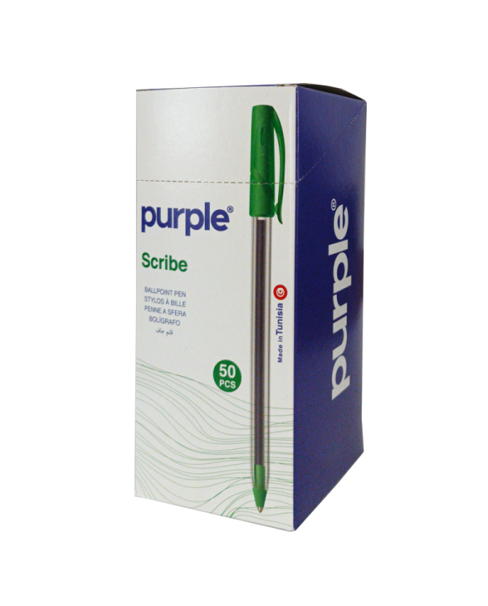 Boite de 50 Stylos à bille Scribe Purple - Vert||Le Guide