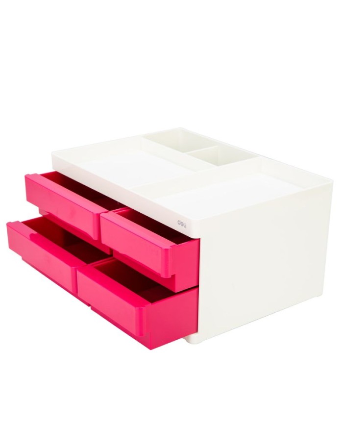 Organisateur De Bureau 3 Compartiments Avec 4 Tiroirs EZ25040 Rose||Le Guide