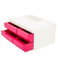 Organisateur De Bureau 3 Compartiments Avec 4 Tiroirs EZ25040 Rose||Le Guide