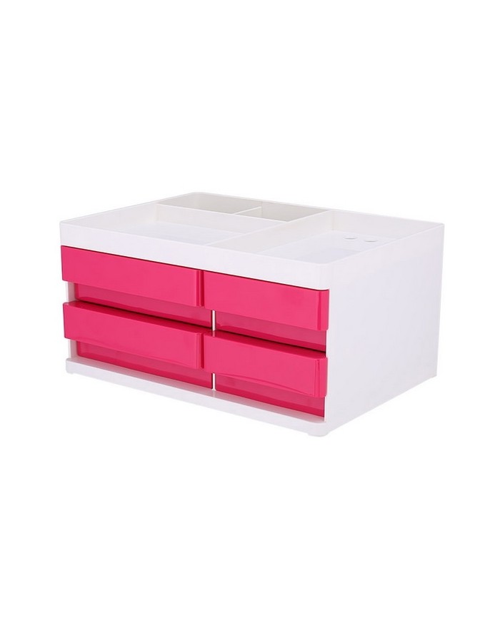 Organisateur De Bureau 3 Compartiments Avec 4 Tiroirs EZ25040 Rose||Le Guide