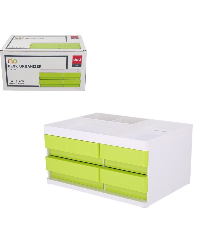 Organisateur De Bureau 3 Compartiments Avec 4 Tiroirs EZ25050 Vert||Le Guide