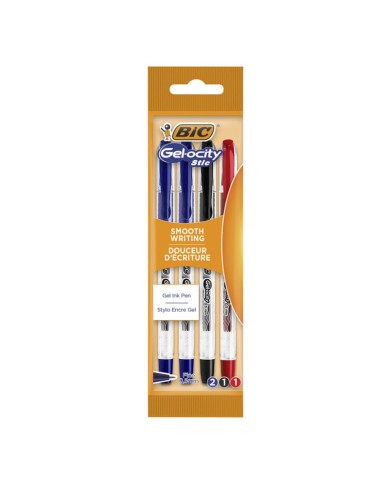 Pochette de 4 stylos Gelocity BIC - Assorties