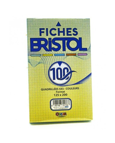 Paquet de 100 Fiches Bristol PM Couleur - Oscar