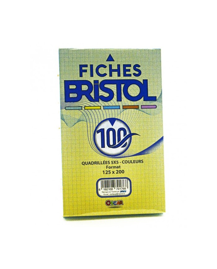 Paquet de 100 Fiches Bristol PM Couleur - Oscar|6192108701768|Le Guide