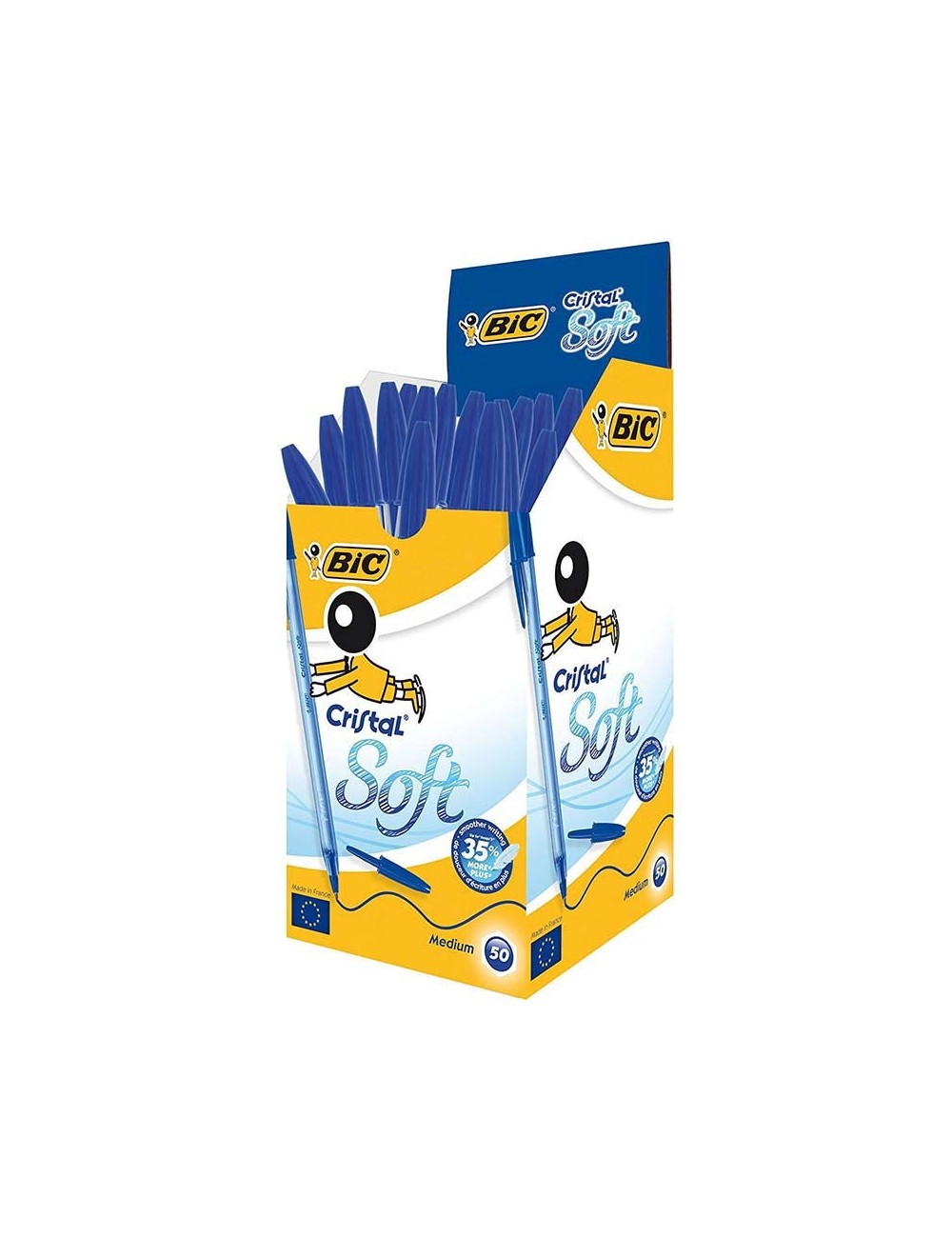 Boite de 50 Stylos Cristal Soft BIC - Bleu|3086123355361|Le Guide