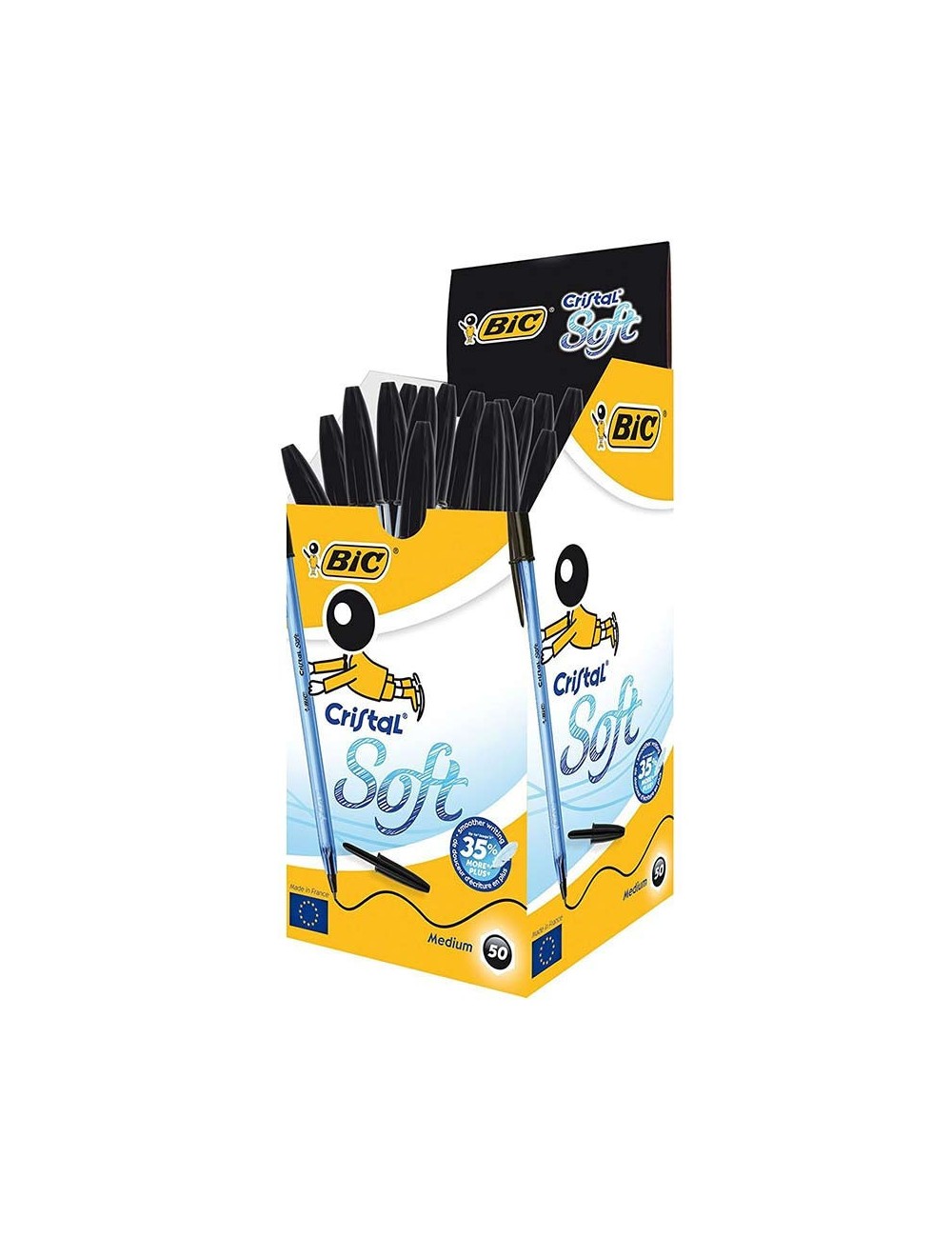 Boite de 50 Stylos Cristal Soft BIC - Noir|3086123355354|Le Guide