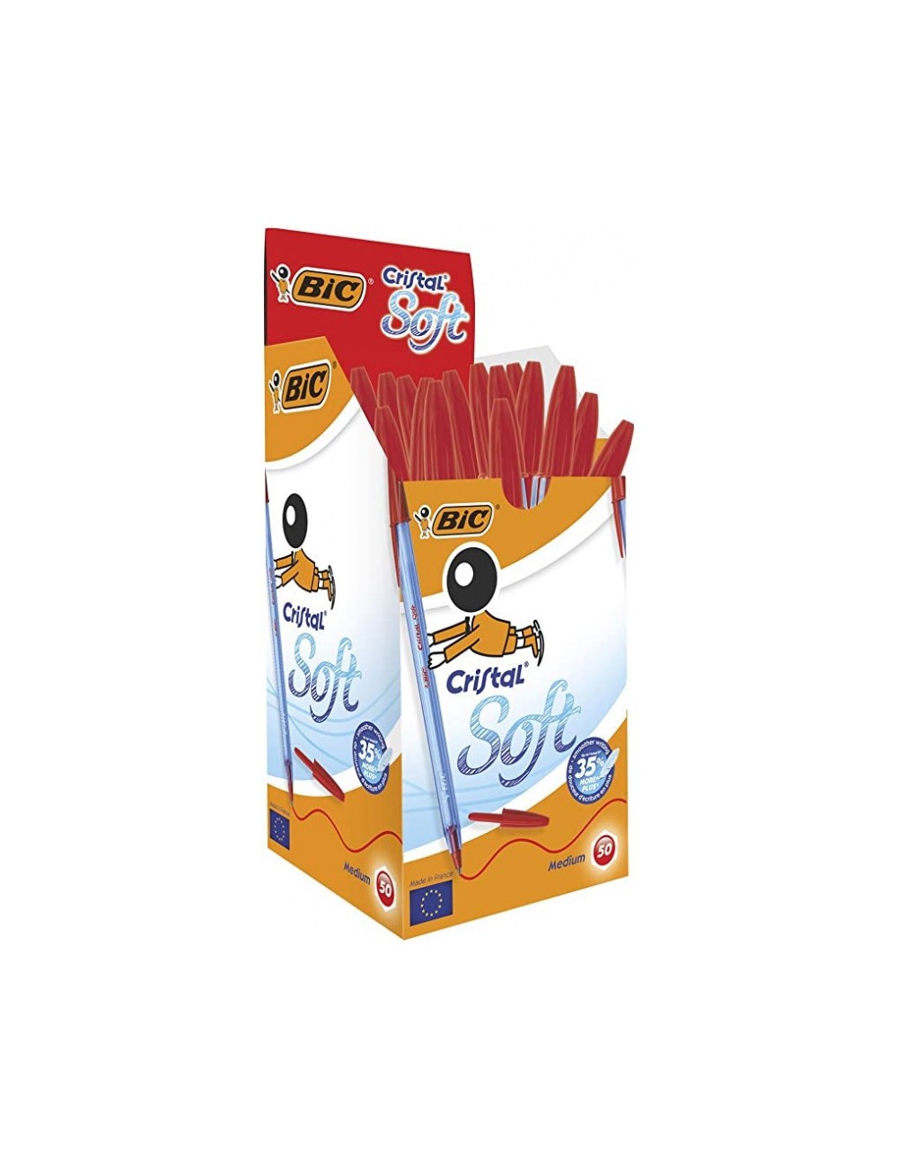 Boite de 50 Stylos Cristal Soft BIC - Rouge|3086123355378|Le Guide