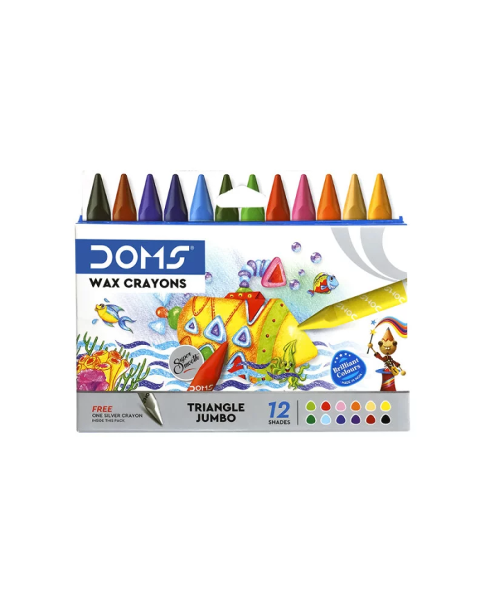 Set de Crayons Pastel de cire DOMS Triangle 12+1 nuances|8906073781025|Le Guide