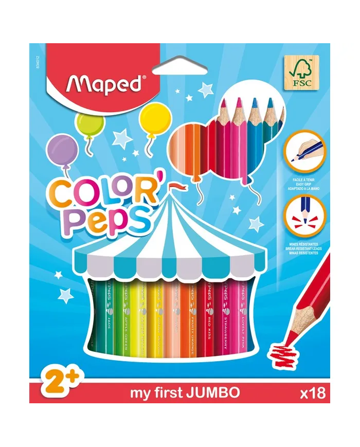 18 Crayons de couleur - Maped Color'Peps Jumbo|3154148340126|Le Guide