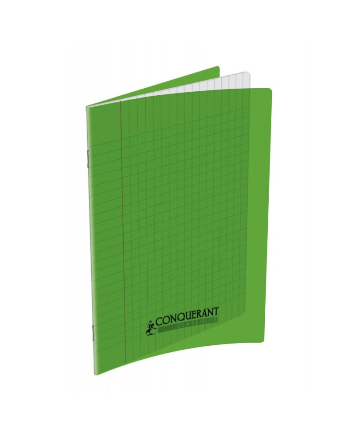 Cahier 17x22 Couverture Plastique Vert 96P Grands Carreaux 90G Conquérant|3020120203942|Le Guide