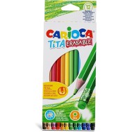 Pochette de 12 crayons couleurs Tita effaçable Carioca|8003511428976|Le Guide