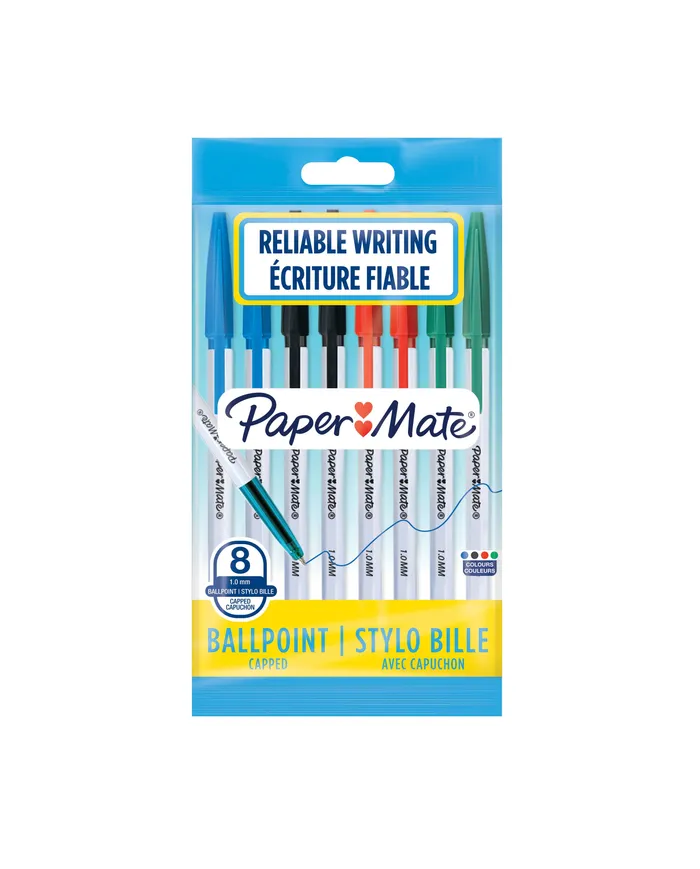 Pack 8 Stylos à bille - couleurs assorties Paper Mate 045|3026980844165|Le Guide