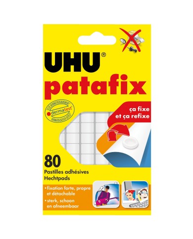 Patte de Fixation Patafix UHU 80 Pads - Blanc