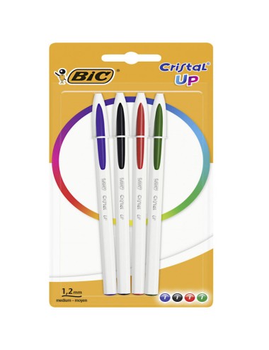 Pack de 4 Stylos Cristal Up Original Bic - Assorties